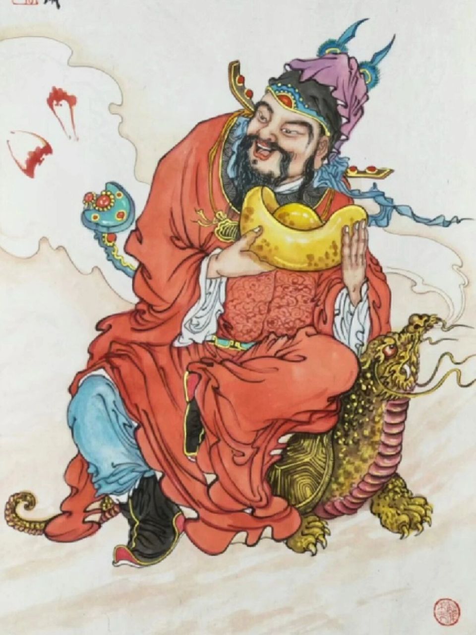 吉祥财神国画 招财进宝国画 石僧原创吉祥财神国画 老子出关国画 八仙