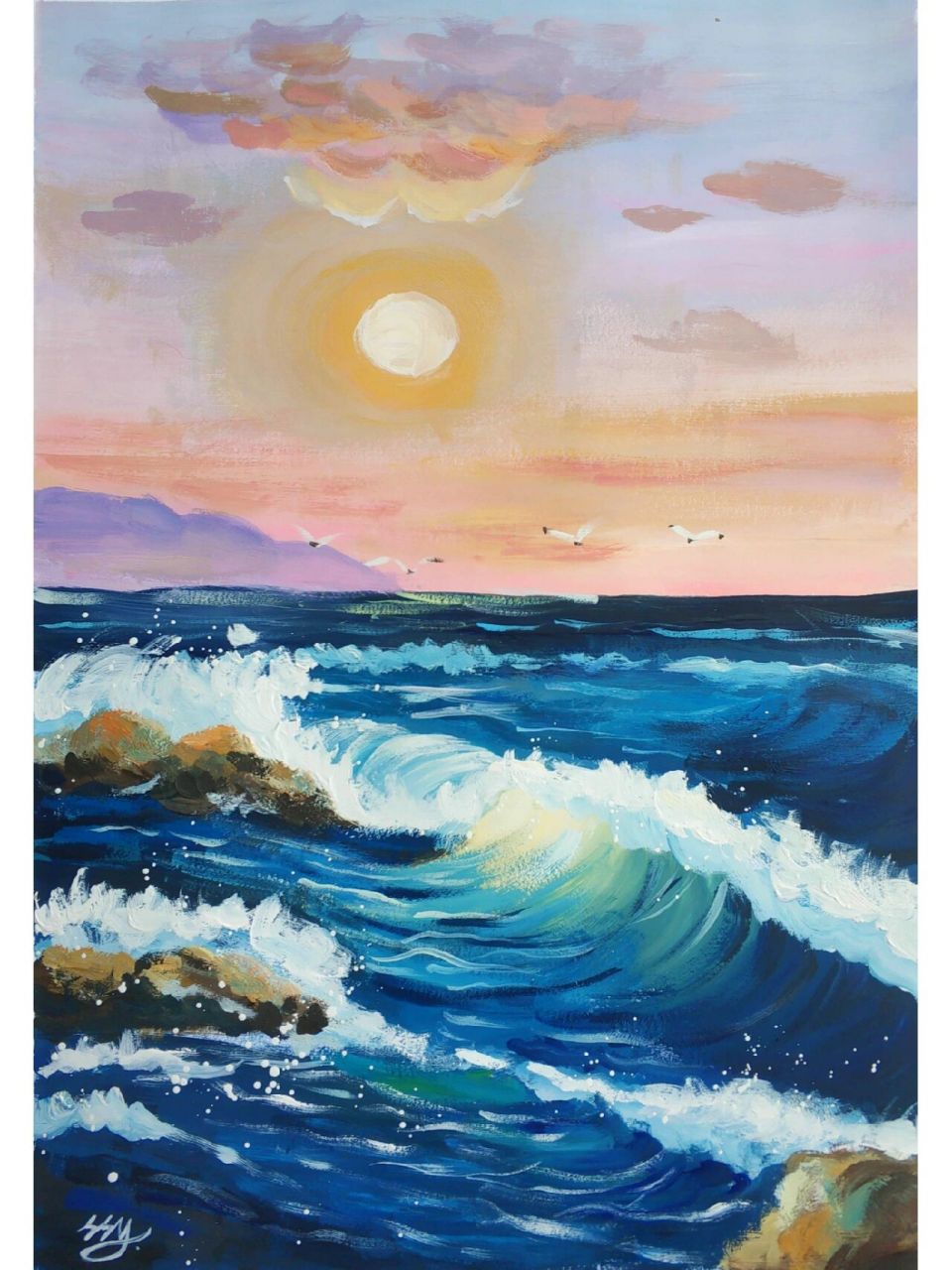 水粉|海浪(含步骤)