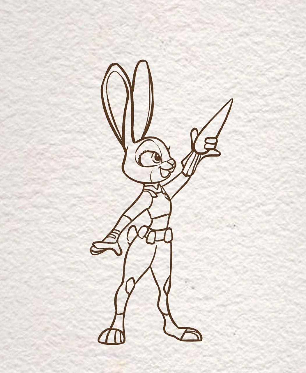 简笔画|兔朱迪 今日份情头来一波,疯狂动物城yyds,明天给大家出狐尼克