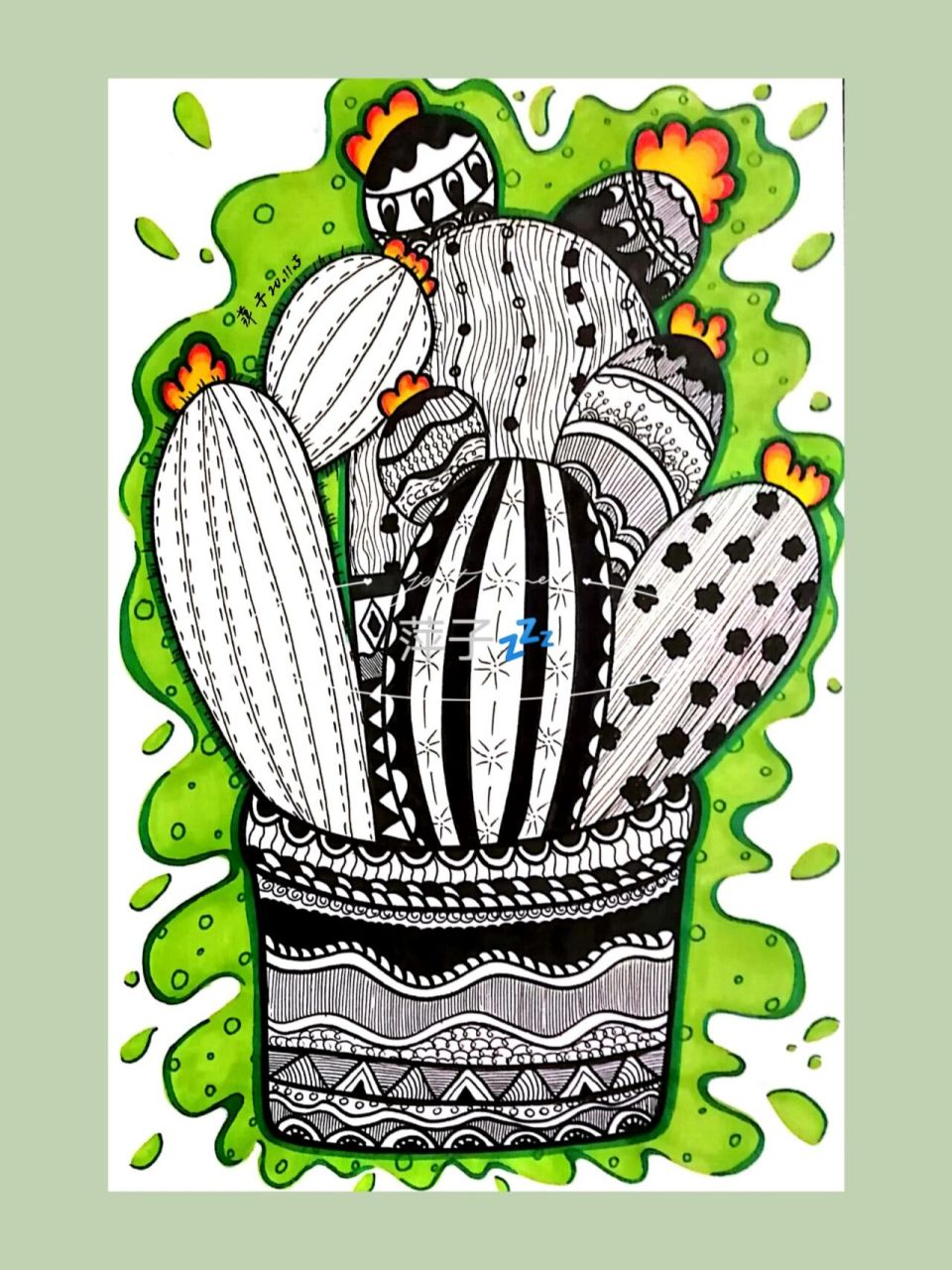 创意黑白线描装饰画植物花卉 临摹92