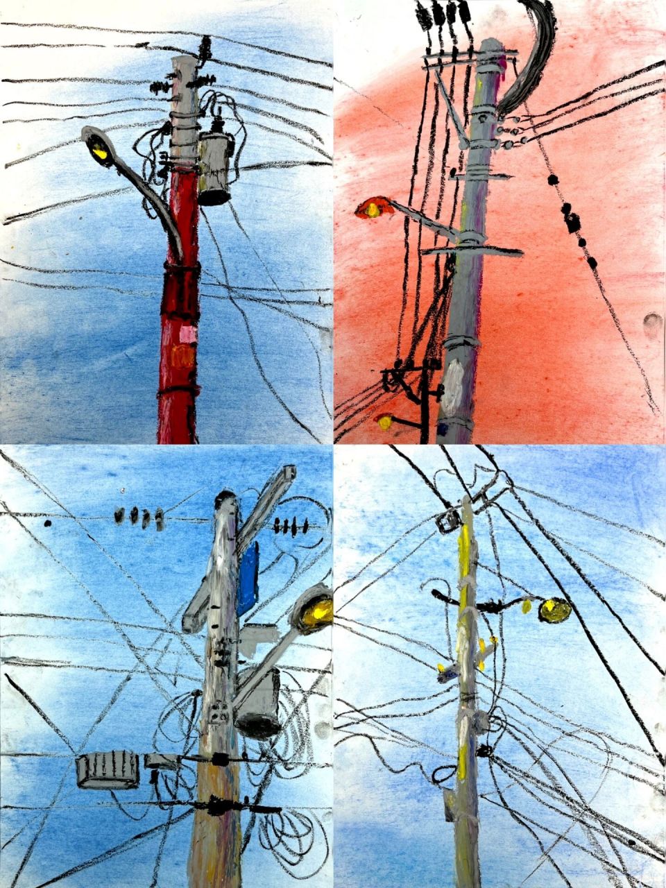 电线杆创意绘画图片