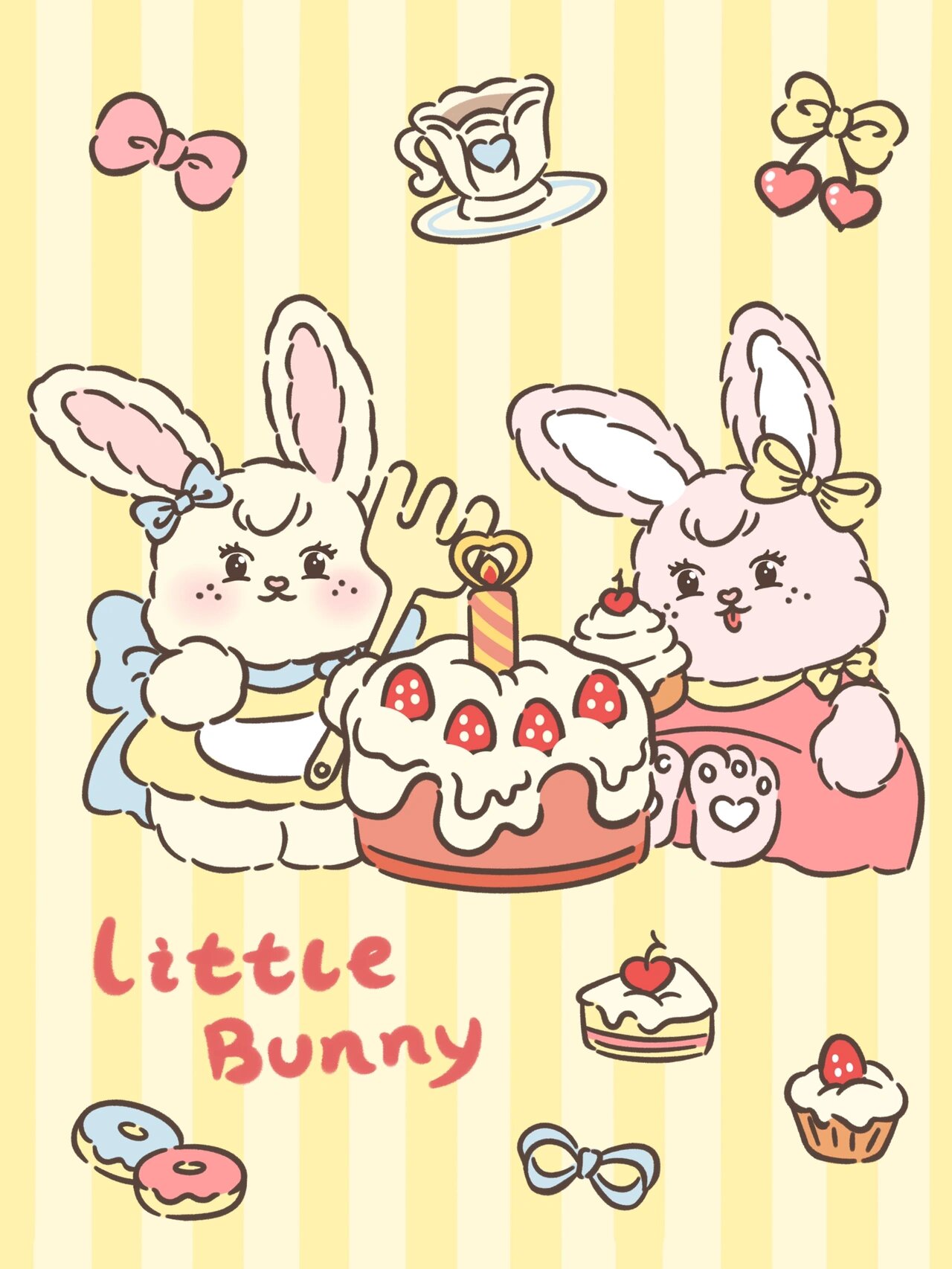超可爱小兔生日派对蛋糕卡通头像可爱壁纸