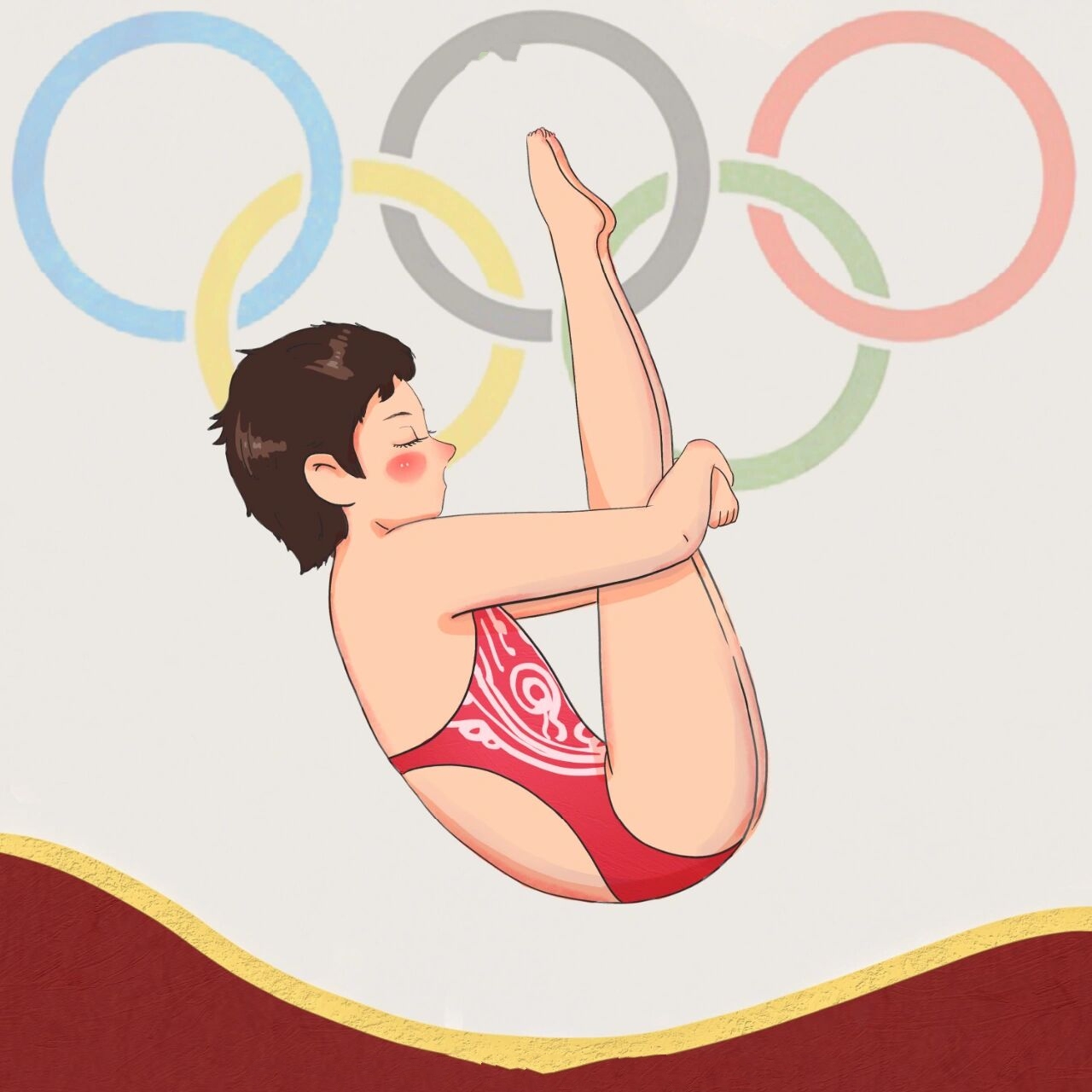 奥运手绘插画夺金时刻