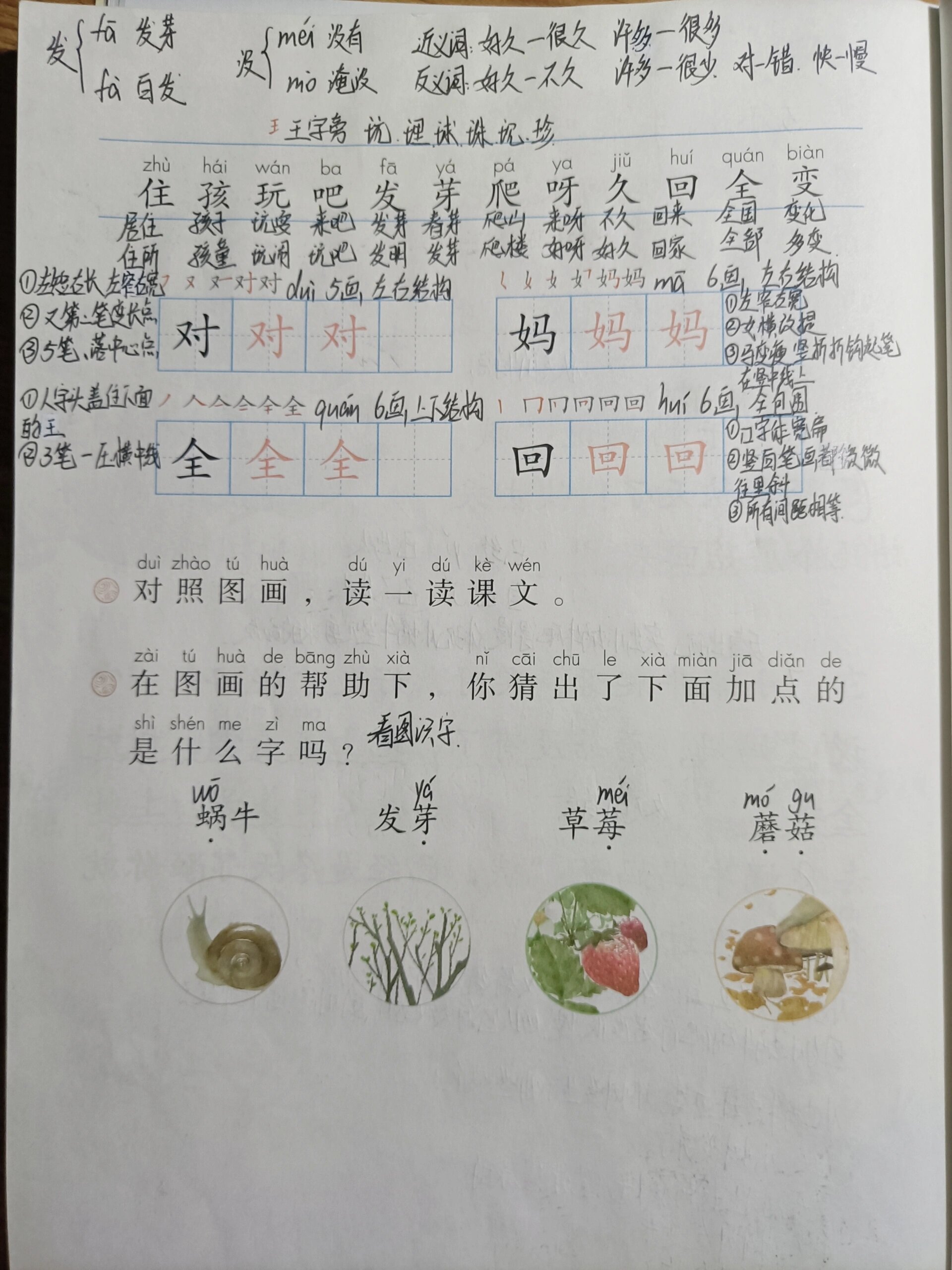 小蜗牛生字图片