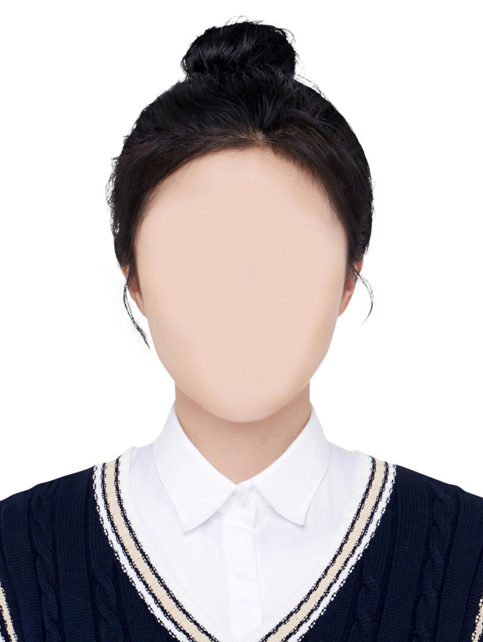 女士证件照换装psd模板换衣服发型免扣素材