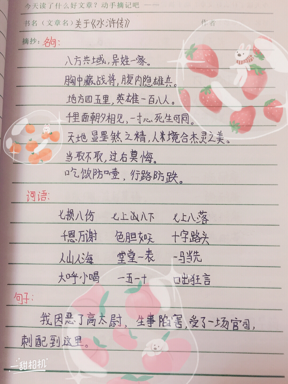 关于巜水浒传》好词好句