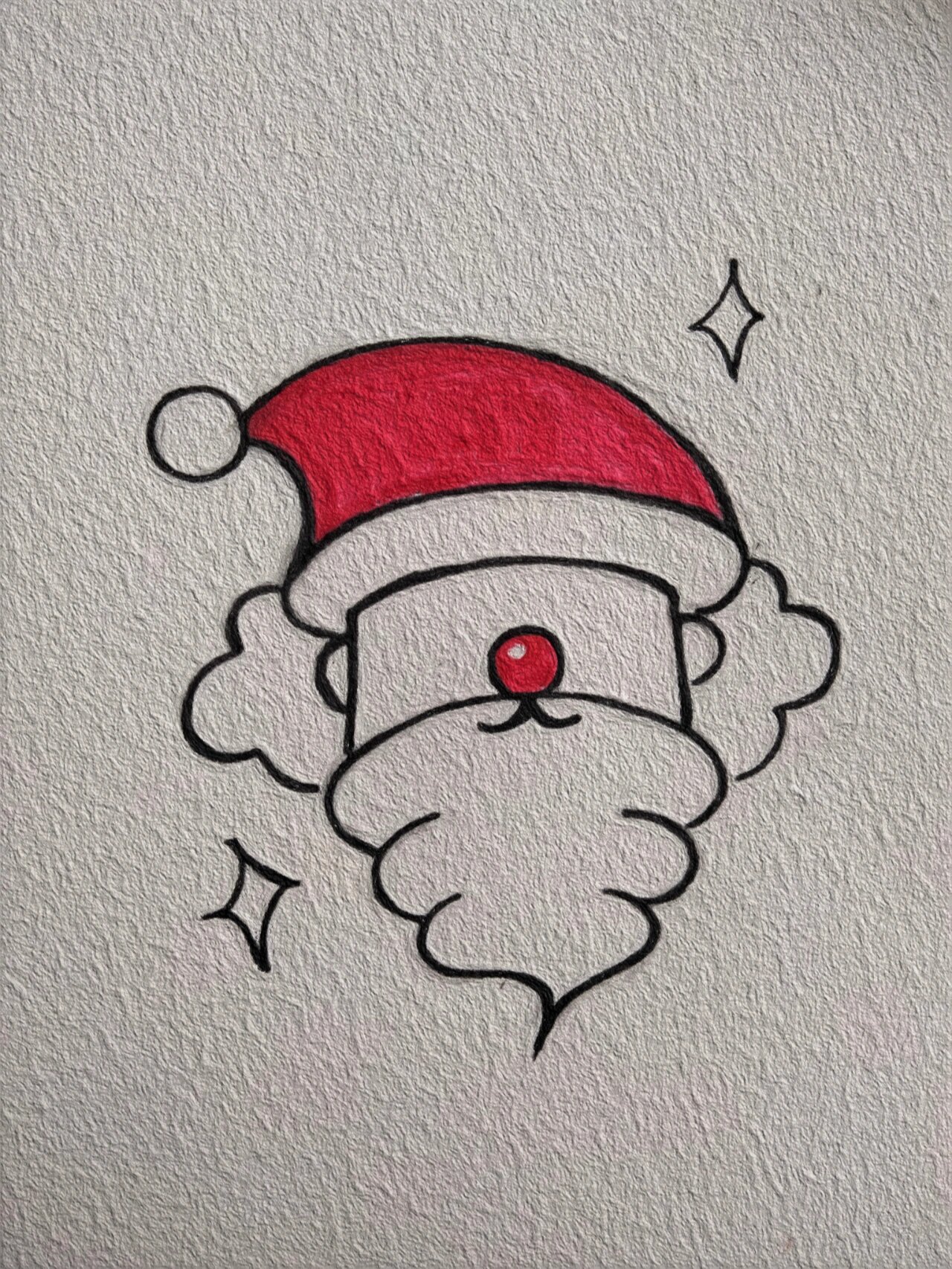 简笔画教程哦——可爱又简单的圣诞老人