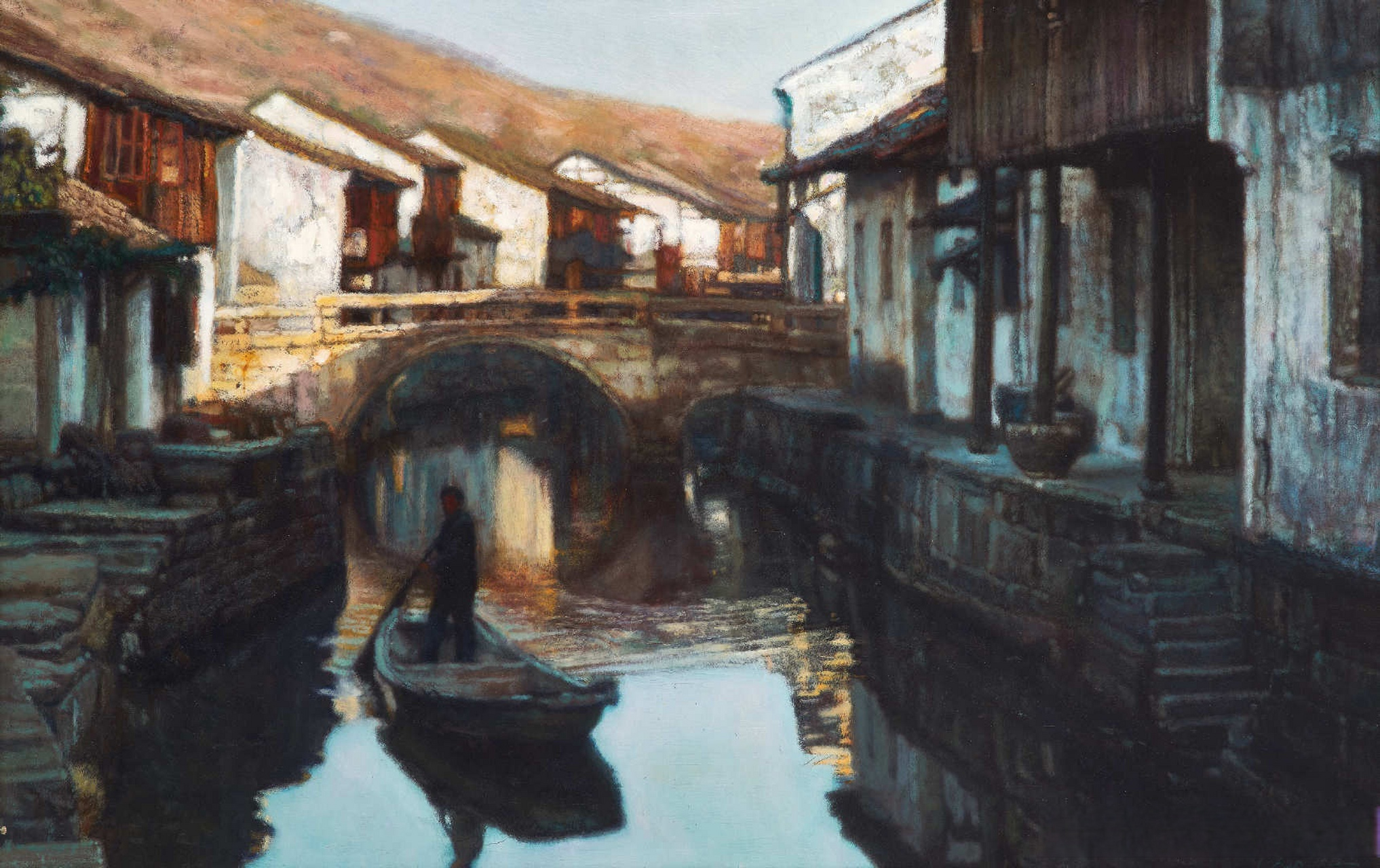 【 陈逸飞笔下的江南水乡 】  #油画# #绘画