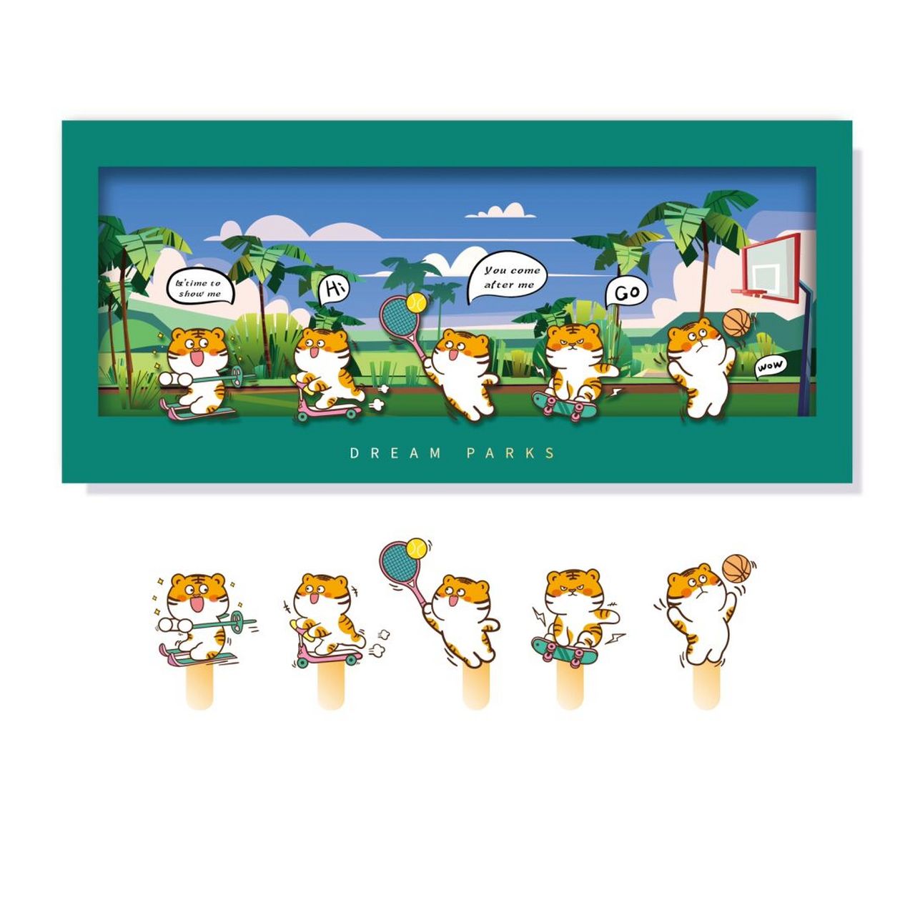 虎萌萌打球书签礼物教师节礼物体育 虎萌萌周边,可联名,可授权,可定制