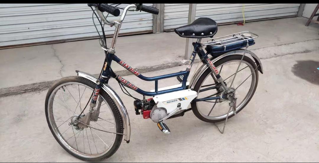 燃油自行车,上海南剑助力车厂生产,80年代末90年代初生产装配两冲程