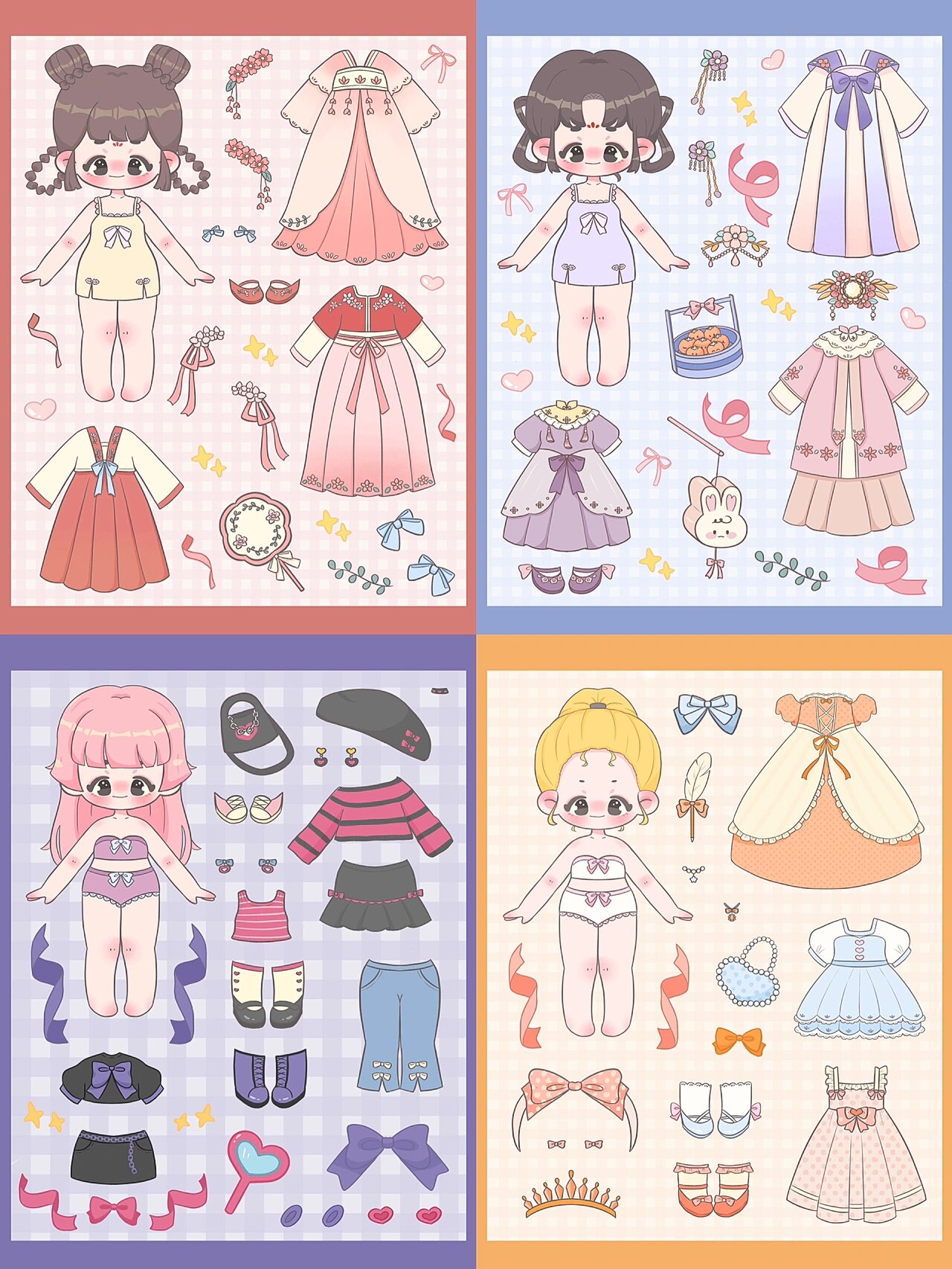 少女换装贴纸合集② | 少女换装插画