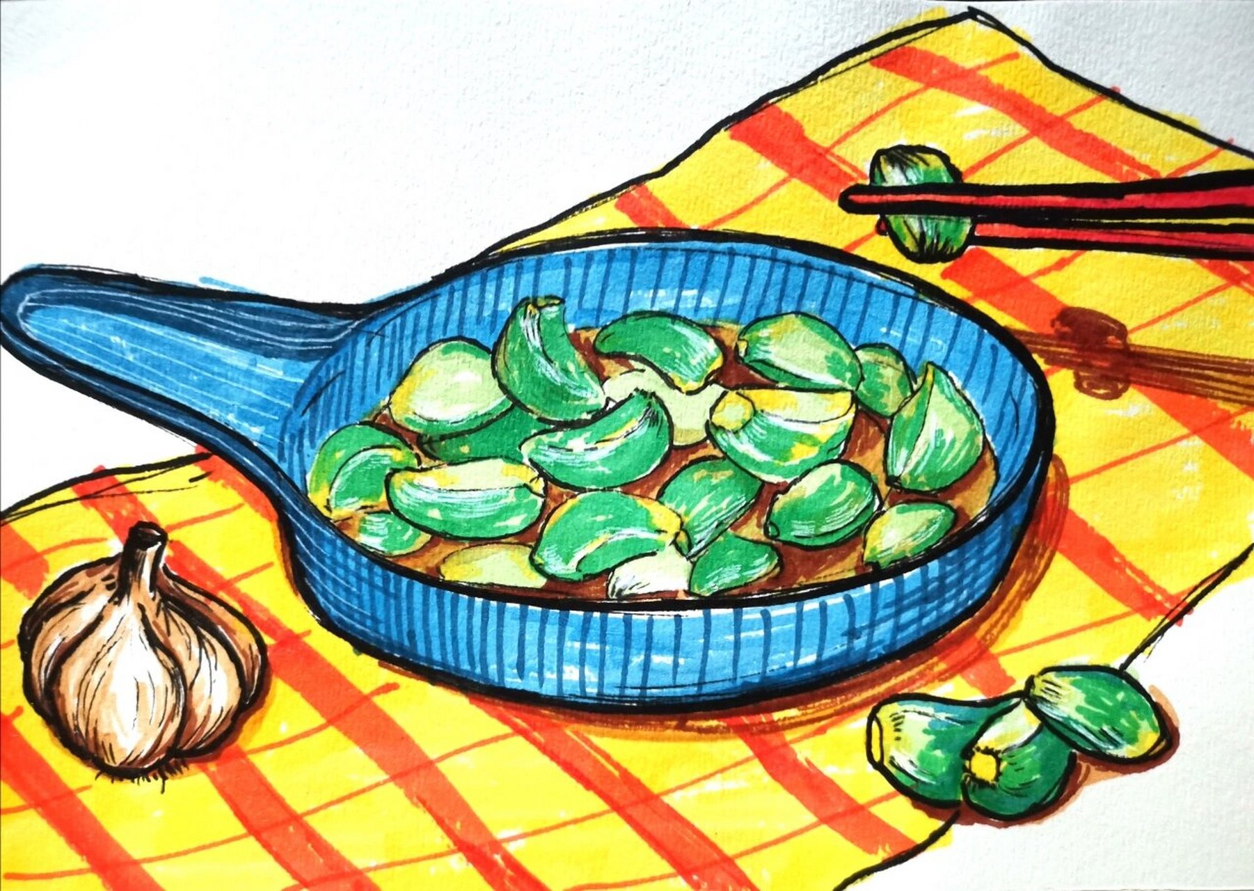 跟着独角兽一起来学习创作吧 如翡翠一般的腊八蒜会有怎样的故事呢?