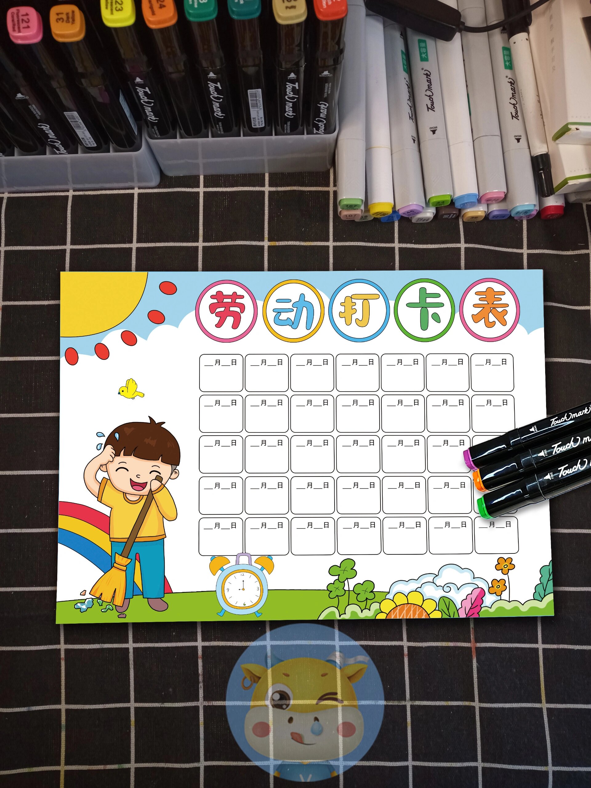 劳动打卡表手抄报,🈶可打印的电子版