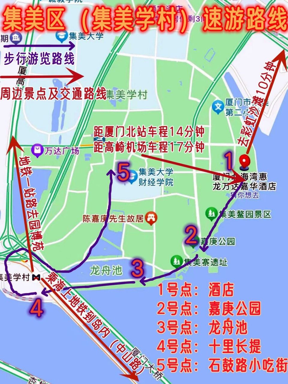 一图看懂厦门岛外(集美学村)游览路线 说起厦门岛外,可能很多小伙伴都