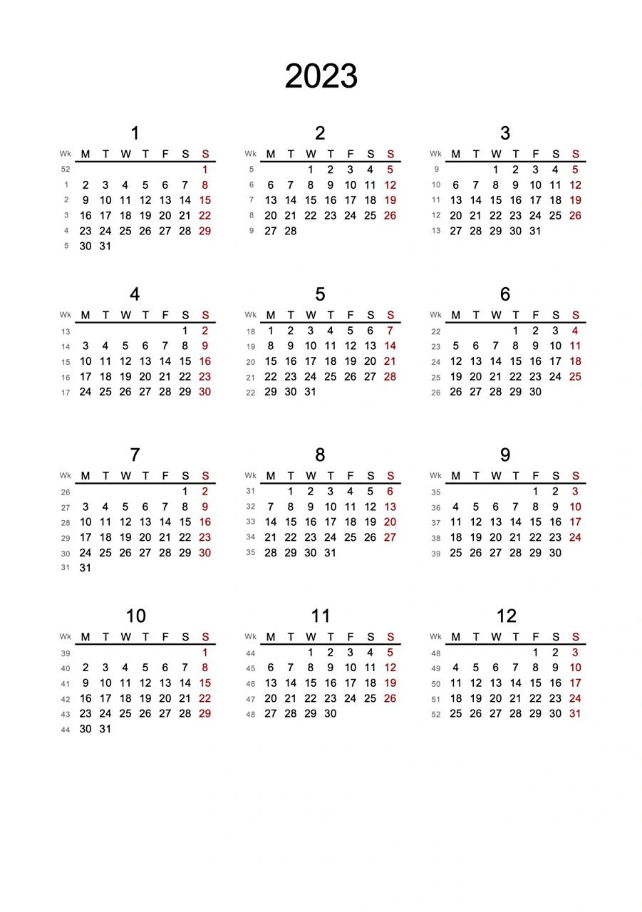 2023年年历91免费电子版分享92   93带周数 93极简风 93