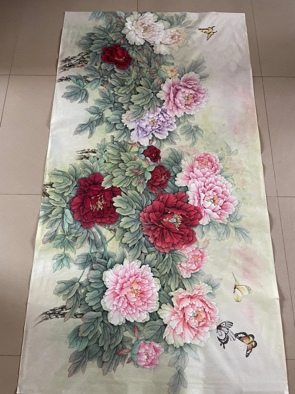 工笔牡丹六尺