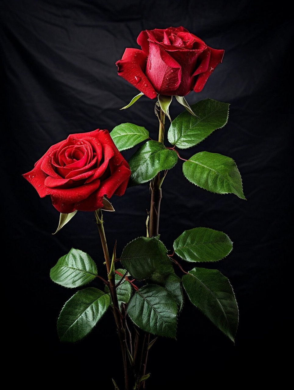 绘画素材||那些花儿,黑背景里的红玫瑰!