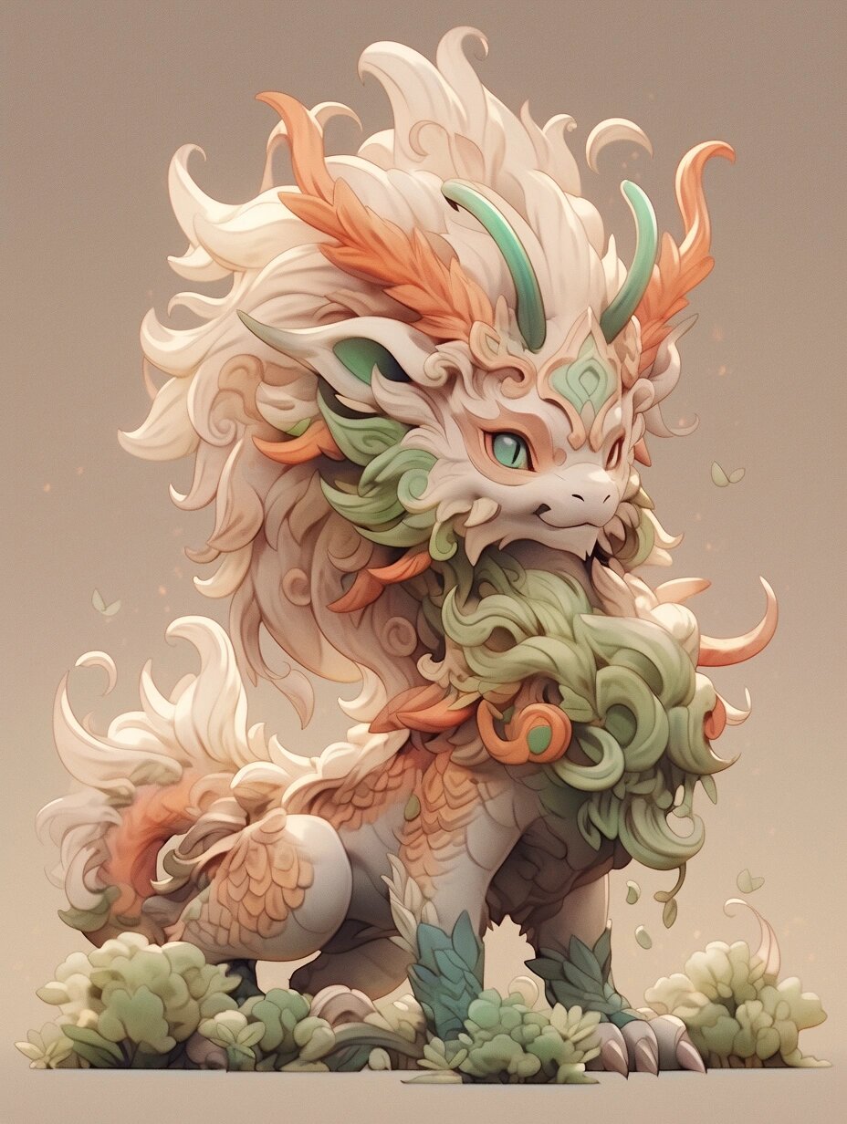 盲盒设计|中国神兽|q版麒麟|by ai