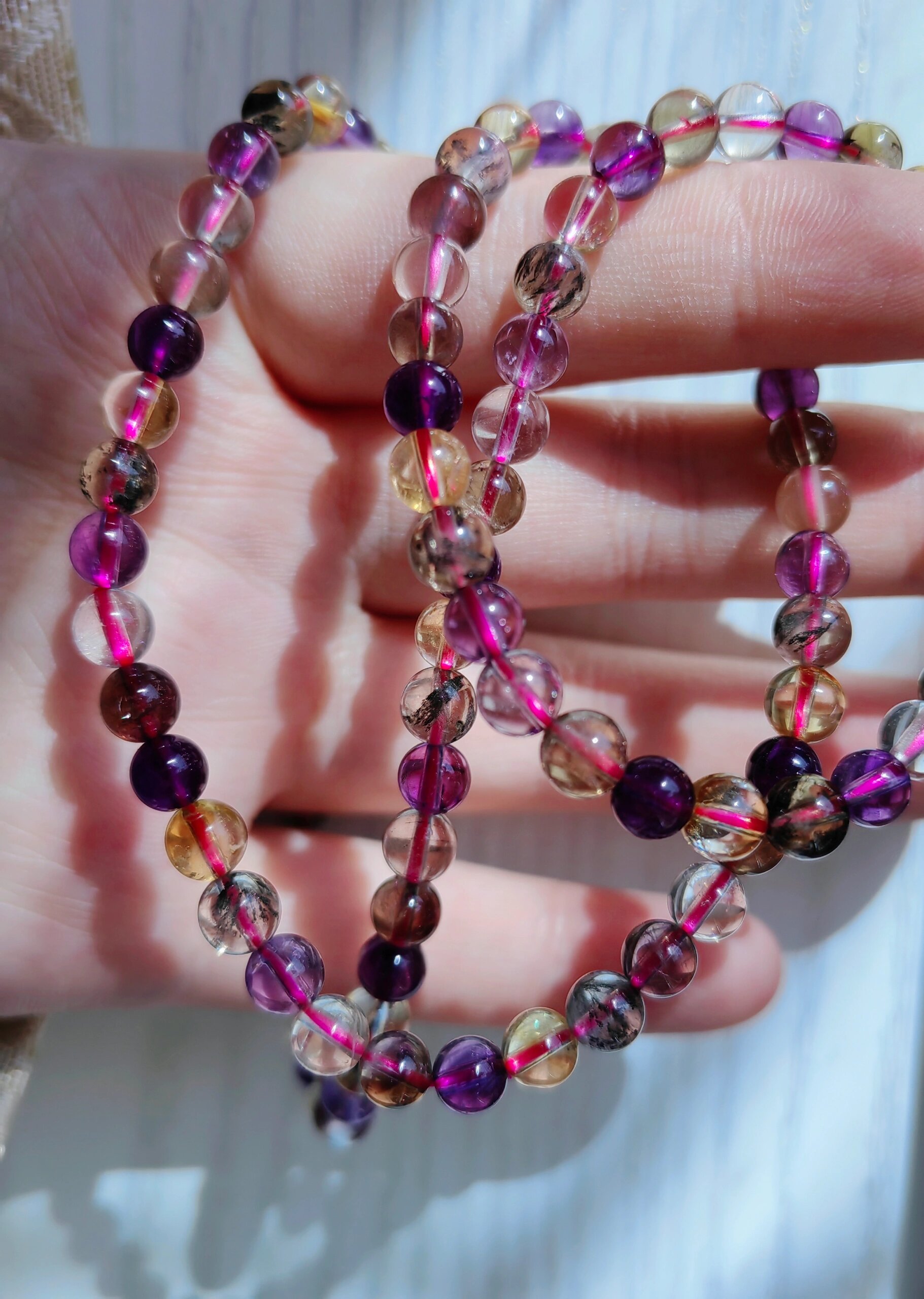 极光水晶 透体的彩极光多圈,极光二三边角制作 第一眼会以为是超七