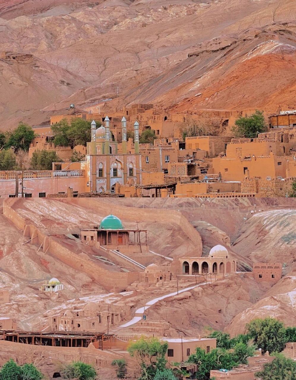98吐峪沟大峡谷的麻扎村是新疆现存最早的仍在使用的生土居民建筑