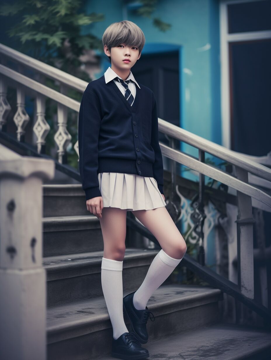 探索:男生穿校服 裙子 长筒袜的搭配