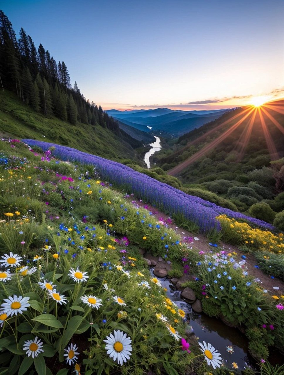 夏季山谷里治愈系美景