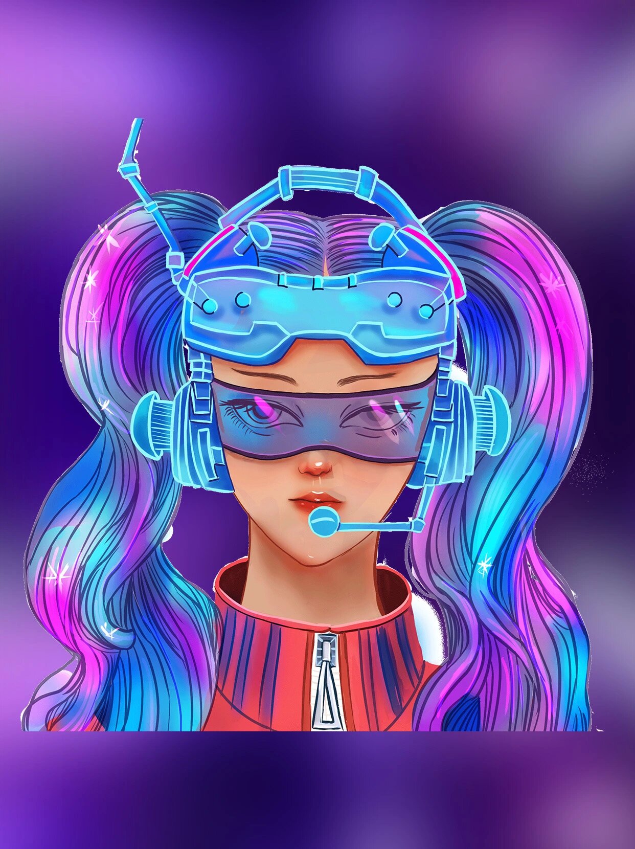 免抠素材96赛博朋克未来科技人物插画