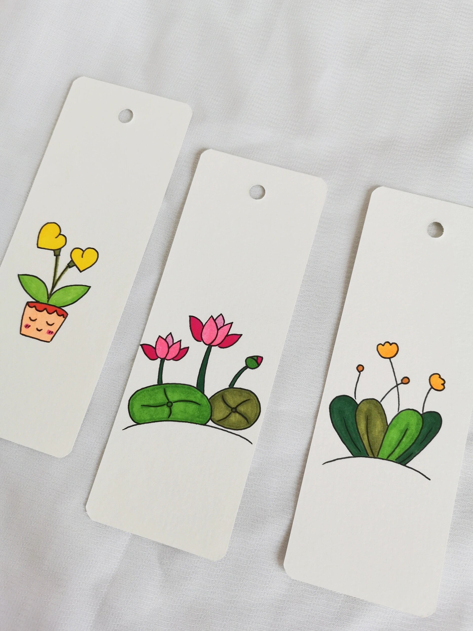 可爱治愈的花朵系列简笔画 自制书签