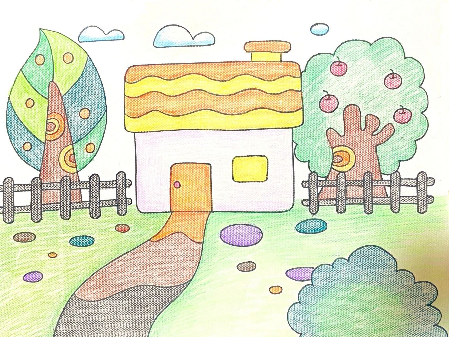 儿童卡通画 儿童创意卡通 简笔画 房子