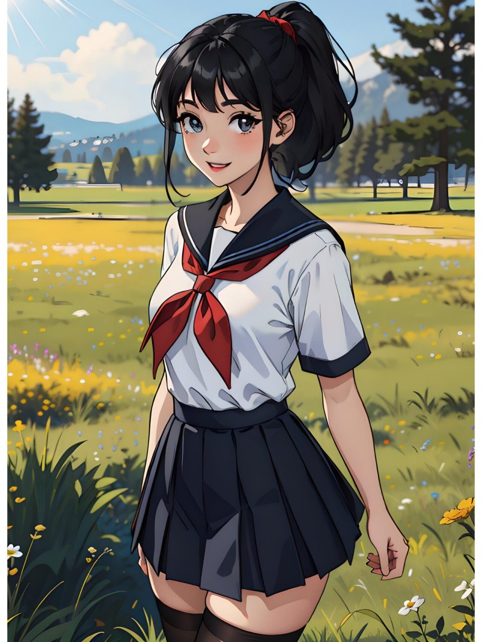 动漫壁纸:校园风系列(9) 厚涂风二次元校园美少女,她是那个校园里的