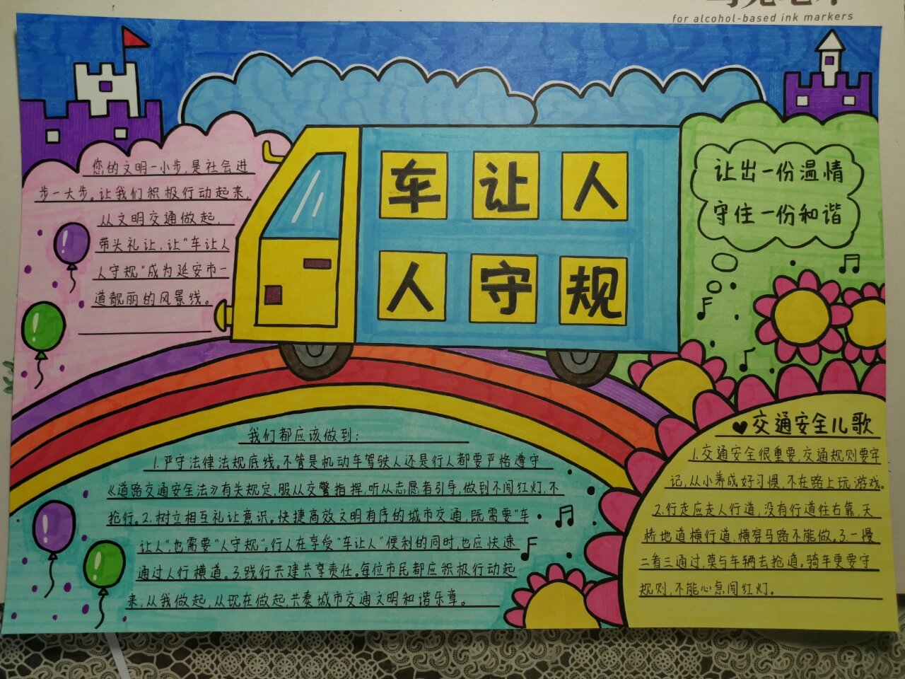 车让人 人守规 交通文明手抄报