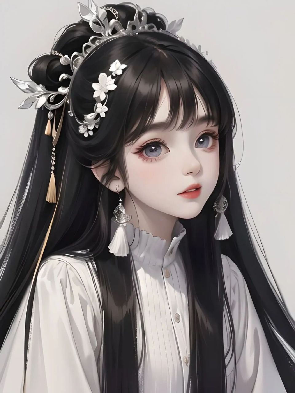 黑发少女古风图片