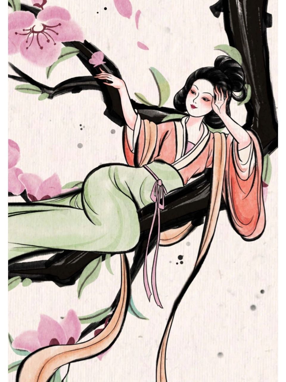 国风插画 | 十二花神-桃花94 十二月令,十二花神,三月桃花,喜结良缘