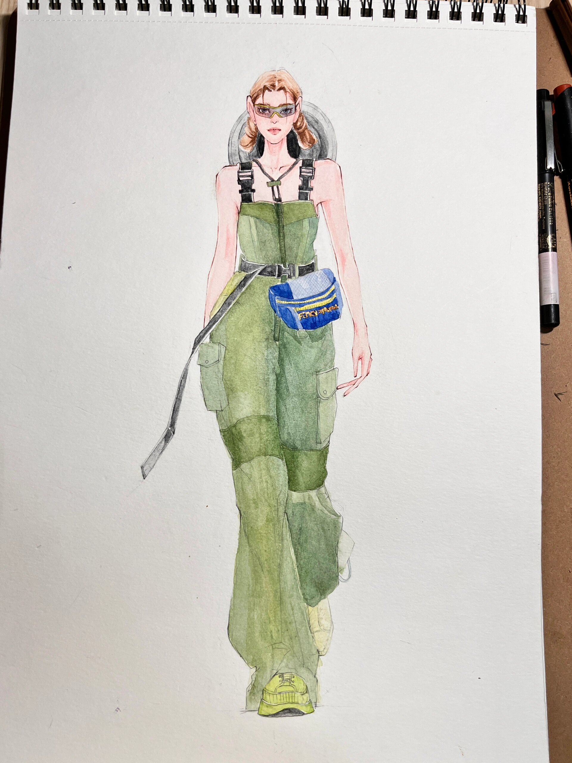 水彩|服装效果图 好喜欢绿色