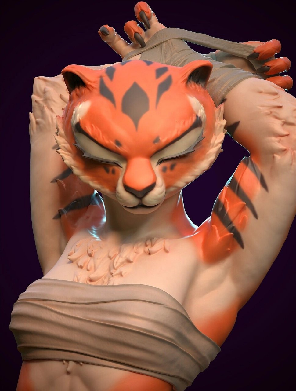 原画vs建模|不一样的"悍娇虎"  《tigress》 	 原画:来自俄罗斯艺术家