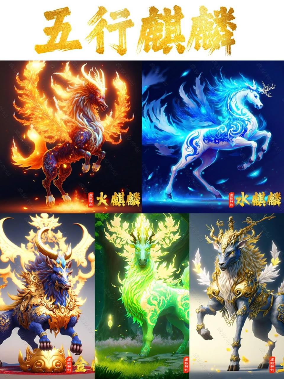五行麒麟系列二,瑞兽五行,全方位守护!
