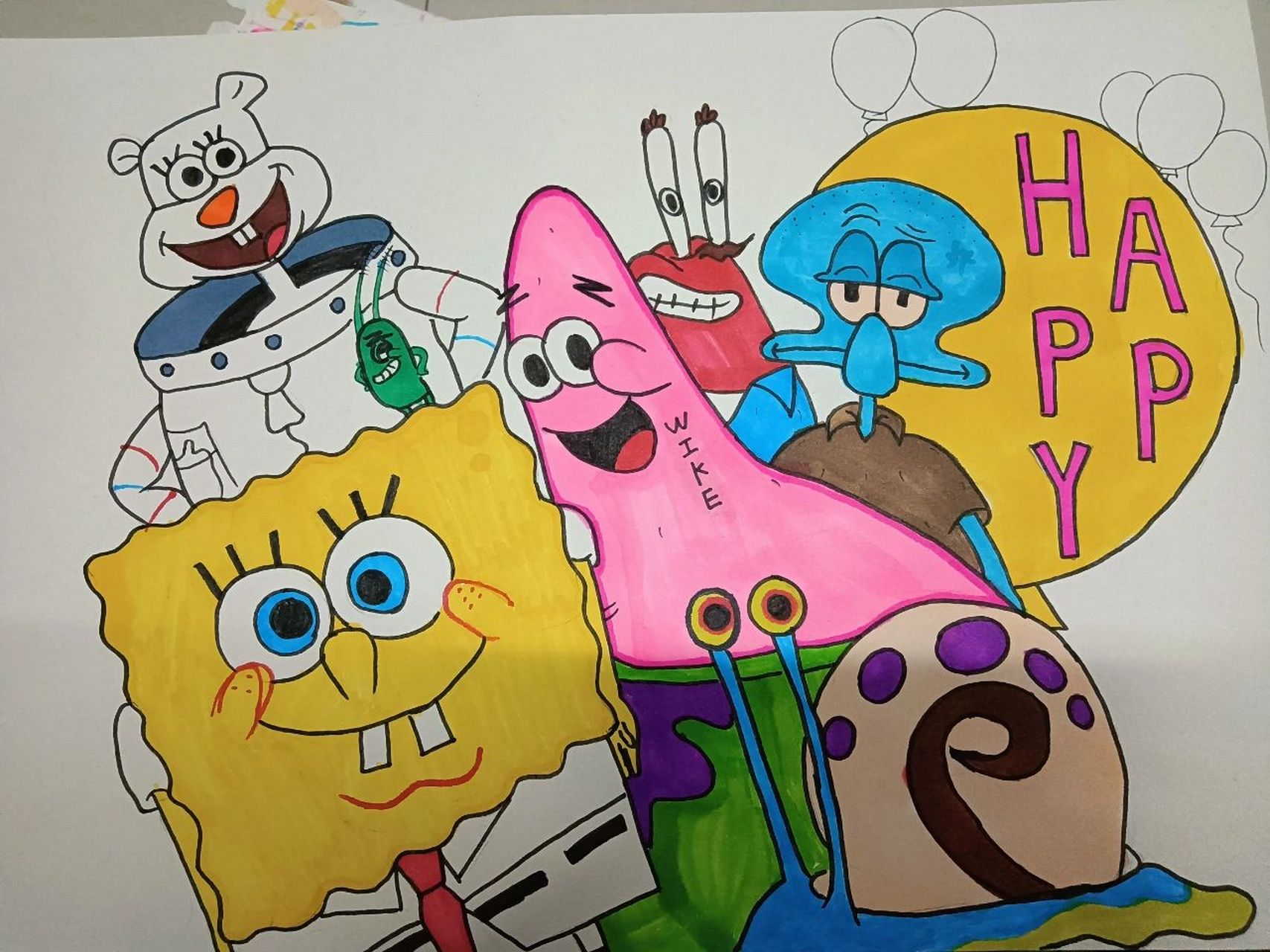 8k简笔画海绵宝宝儿童