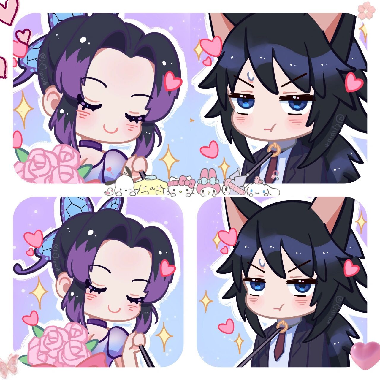 鬼灭情头一组(70▽70) 画了蝴蝶忍和义勇的情头,喜欢的朋友自截用