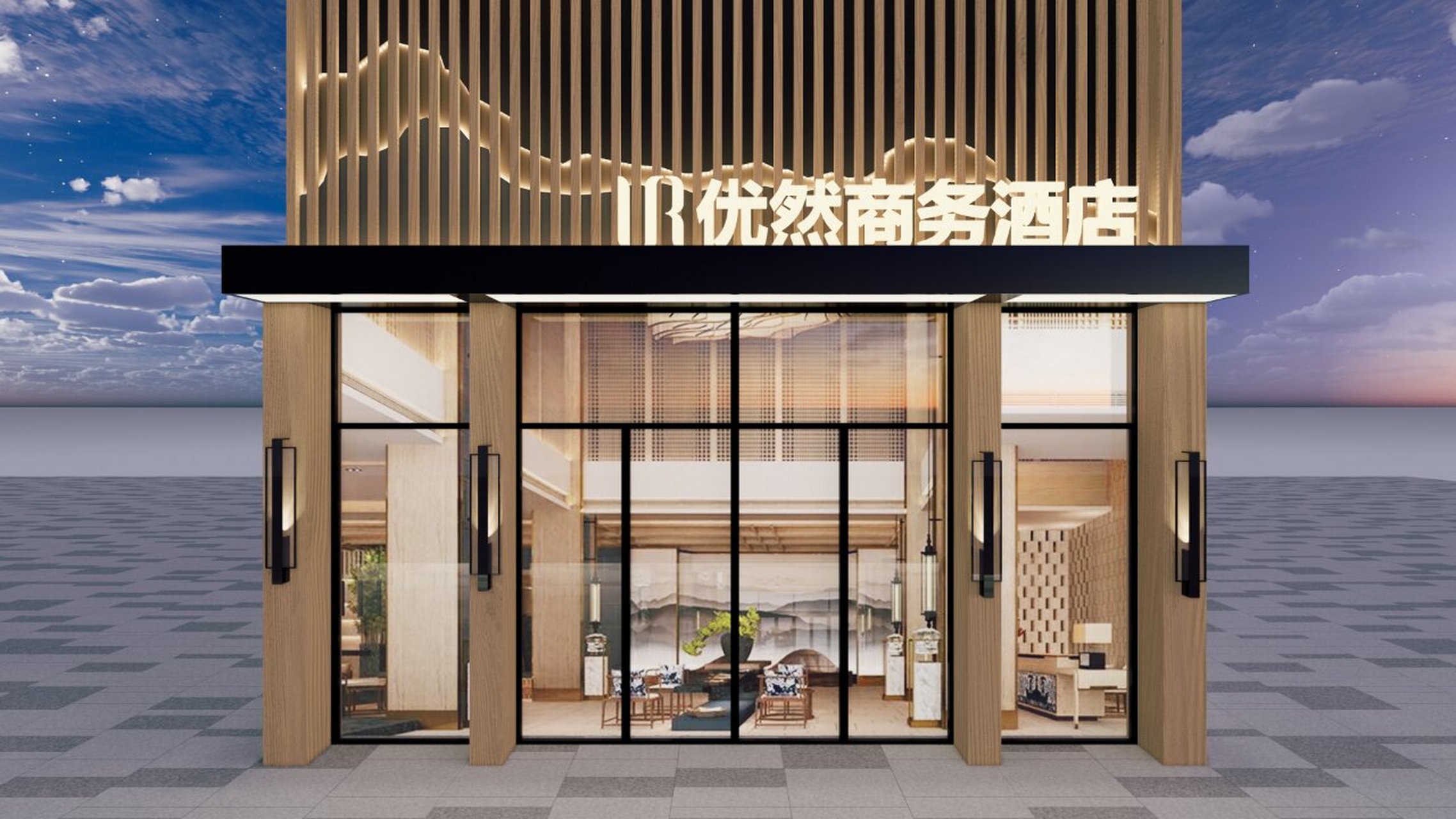 酒店门头丨现代风的设计也太好看了叭97 轩宇——专业门头设计出品