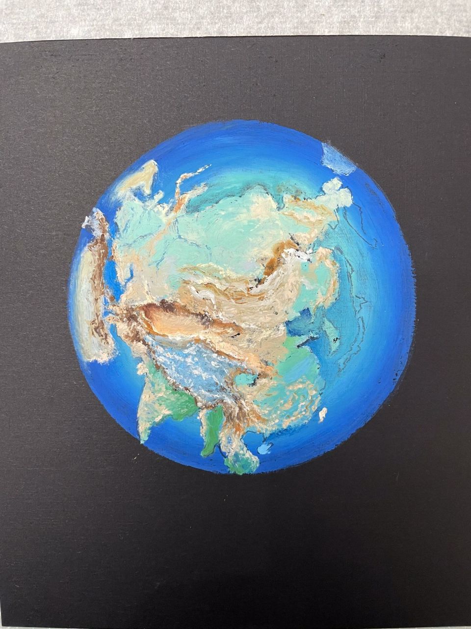 油画棒|画一个地球91·附过程色号 本来还是比较满意的一张地球写生
