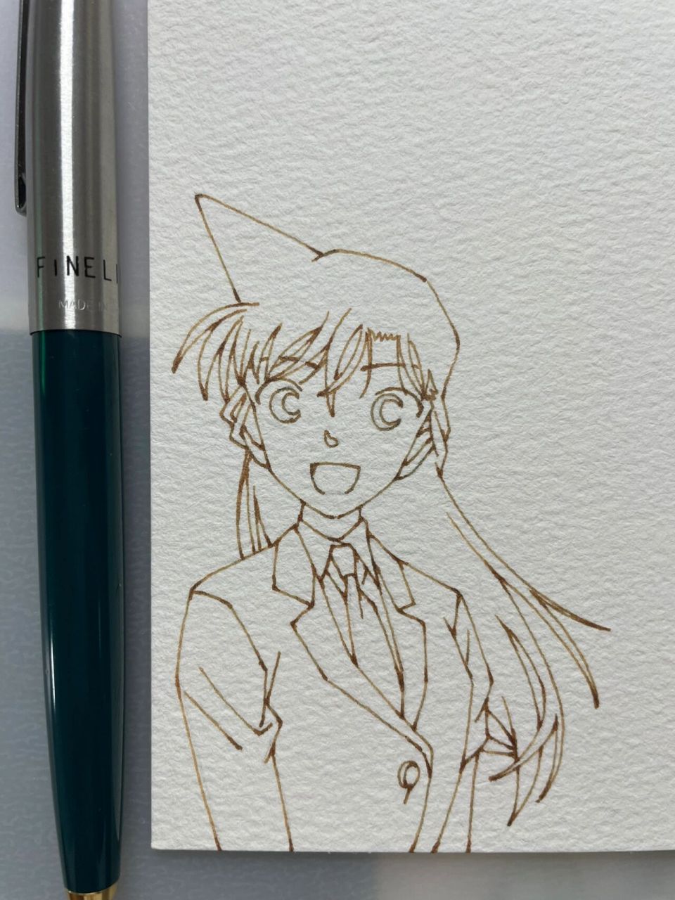 自制书签92钢笔淡彩毛利兰|附线稿过程图 超简单的 女神小兰书签