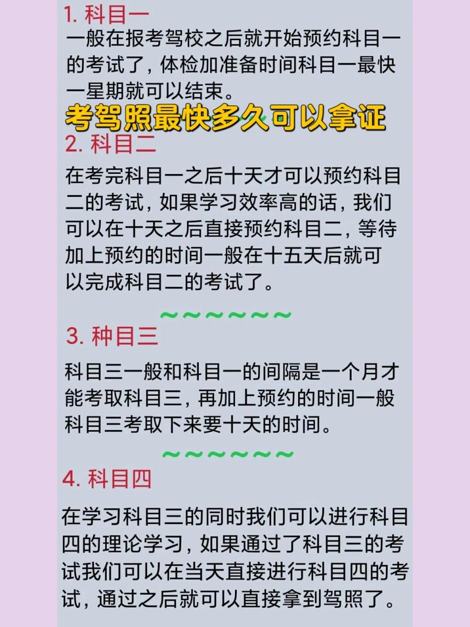 考驾照最快多久可以拿证 准备考驾照的朋友们,合理安排计划自己的时间