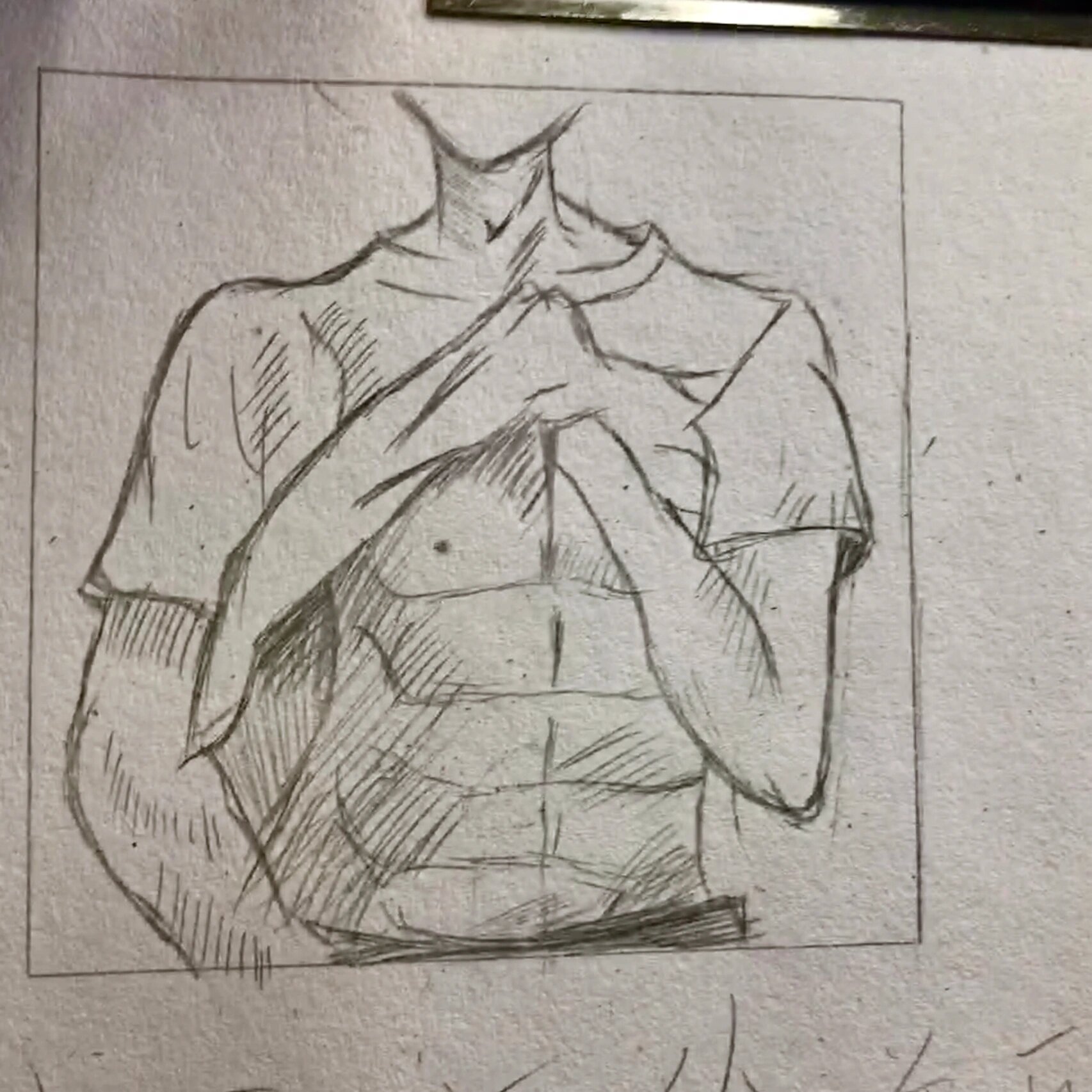 腹肌男简笔画     口水流下来 (临摹作品)