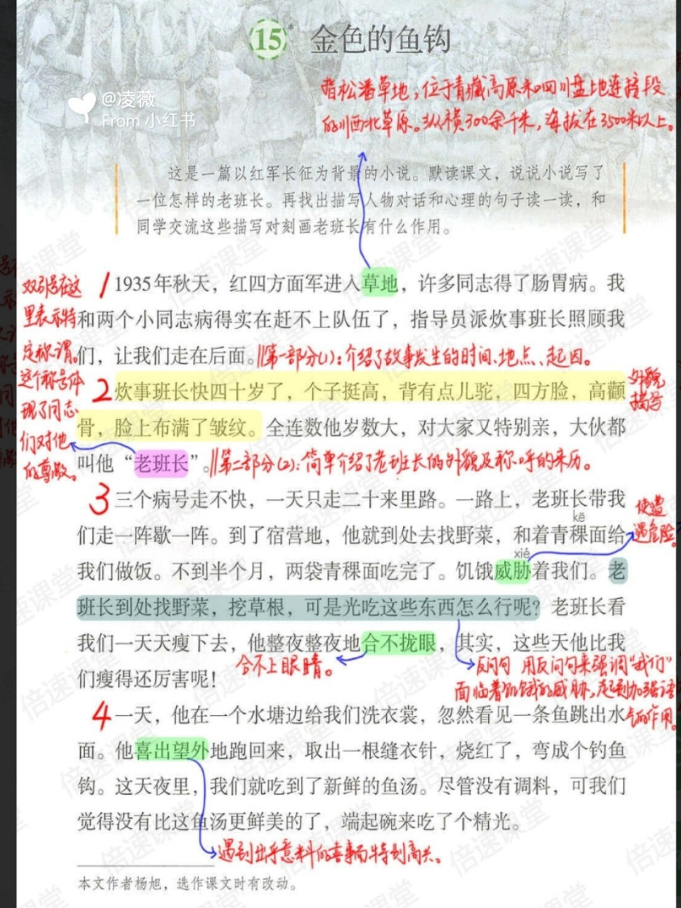 六年级上册|部编版语文|第15*课金色的鱼钩|预习笔记