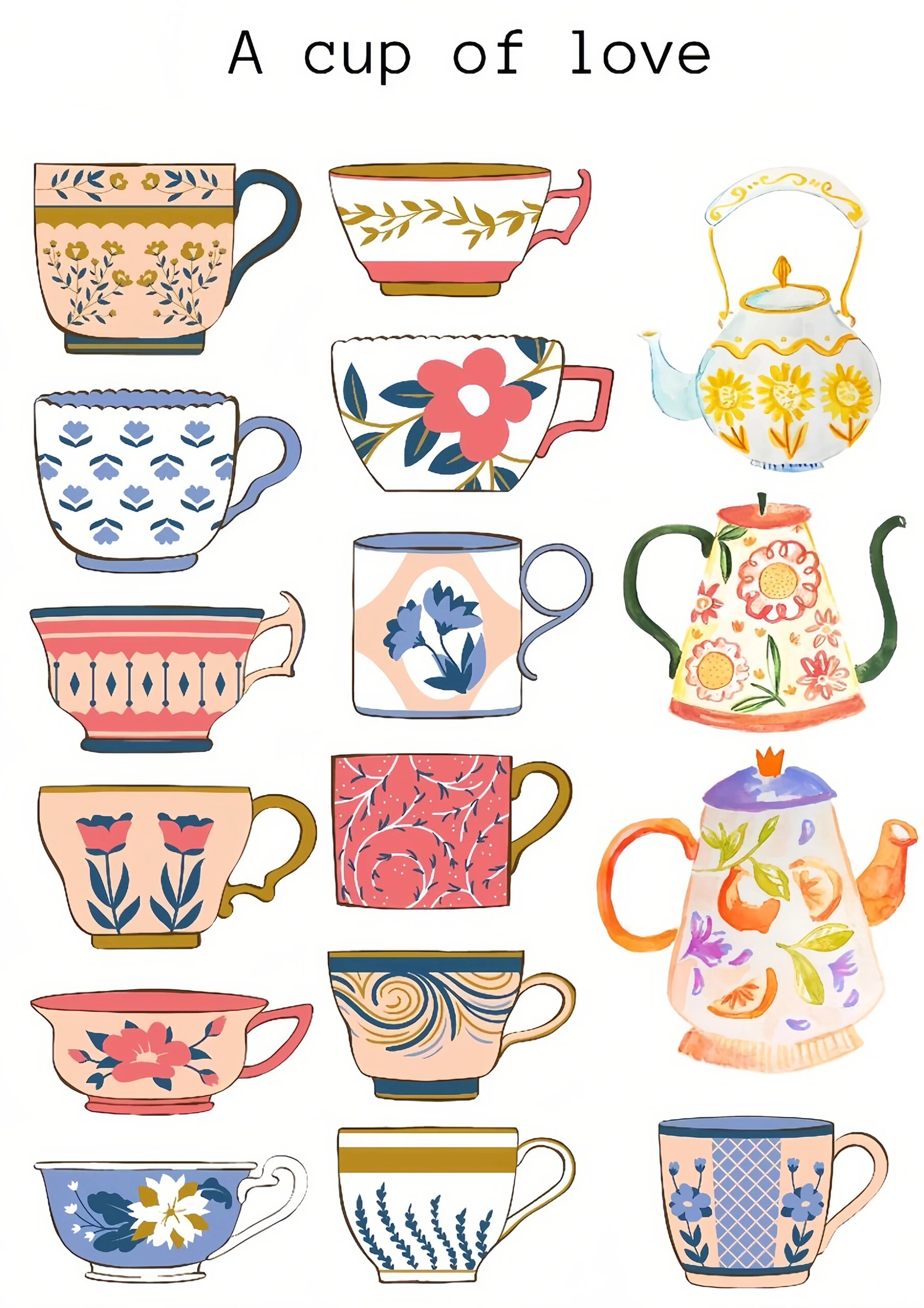 简笔画素材|茶杯手帐|一定要收藏的茶杯素材