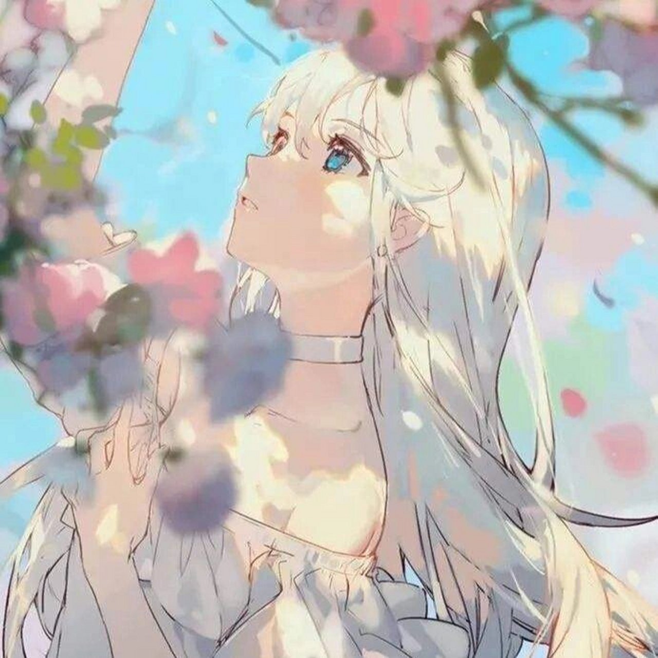 白色系梦幻神仙般动漫女生头像 风追落叶叶追尘,彩云追月月自明.