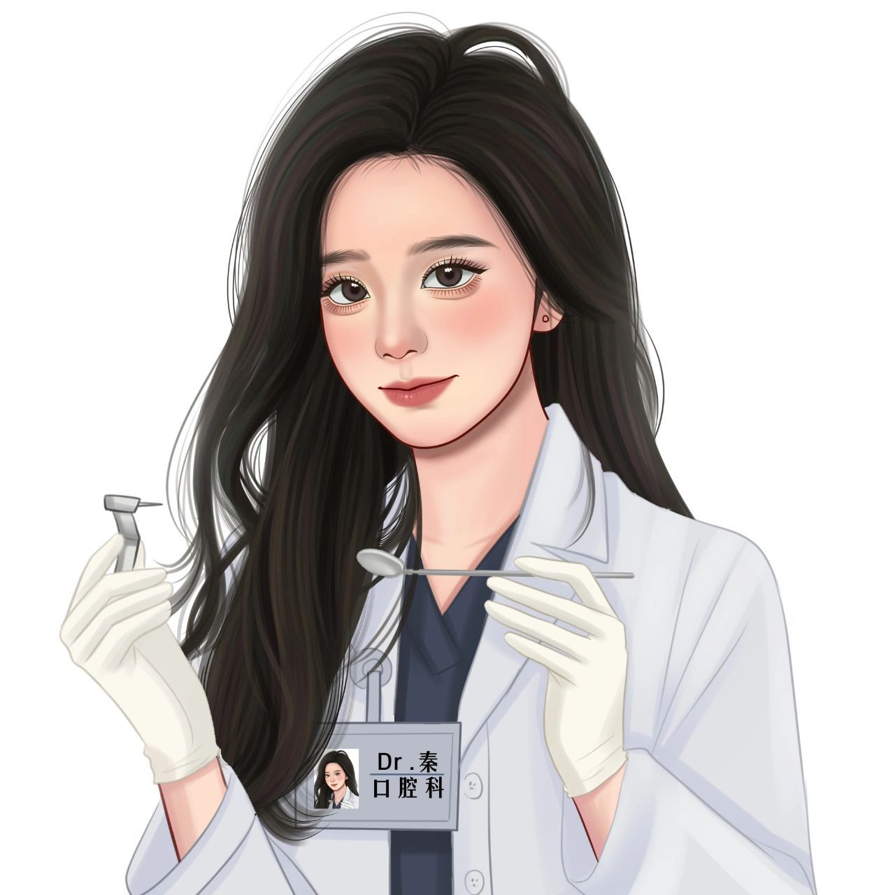 手绘头像牙医职业头像个性定制绘画 定制属于自己的职业头像,请关注另
