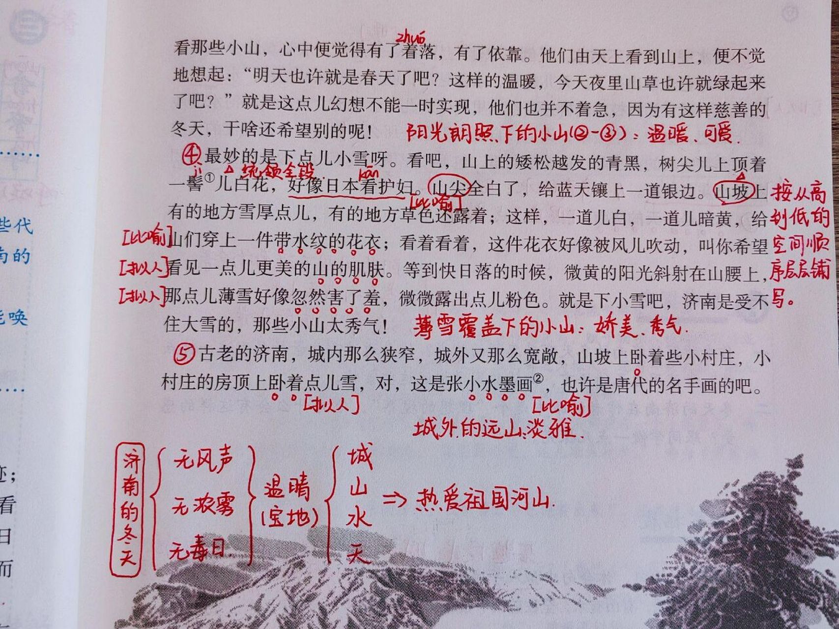 七年级上册语文《济南的冬天》课堂笔记95 96七年级上册语文