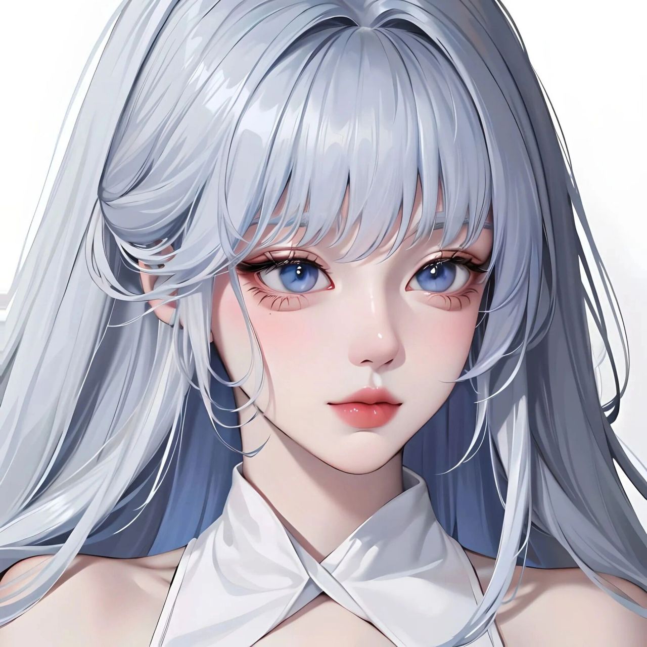 蓝发妹妹 头像 一组银蓝发头像