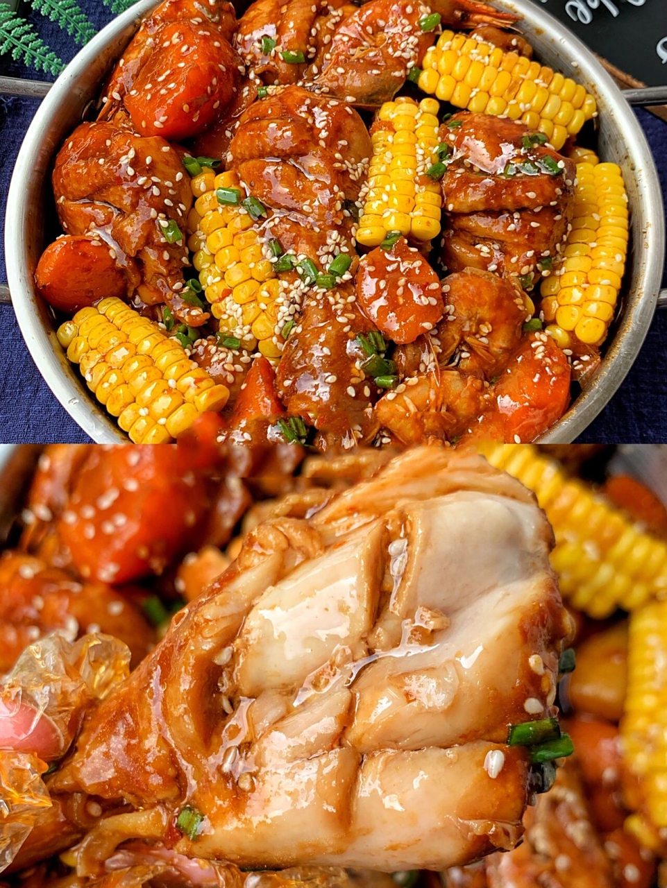 好吃到汤汁都不剩7515鲜虾鸡腿煲 太太下饭了 鲜虾鸡腿煲:大家好